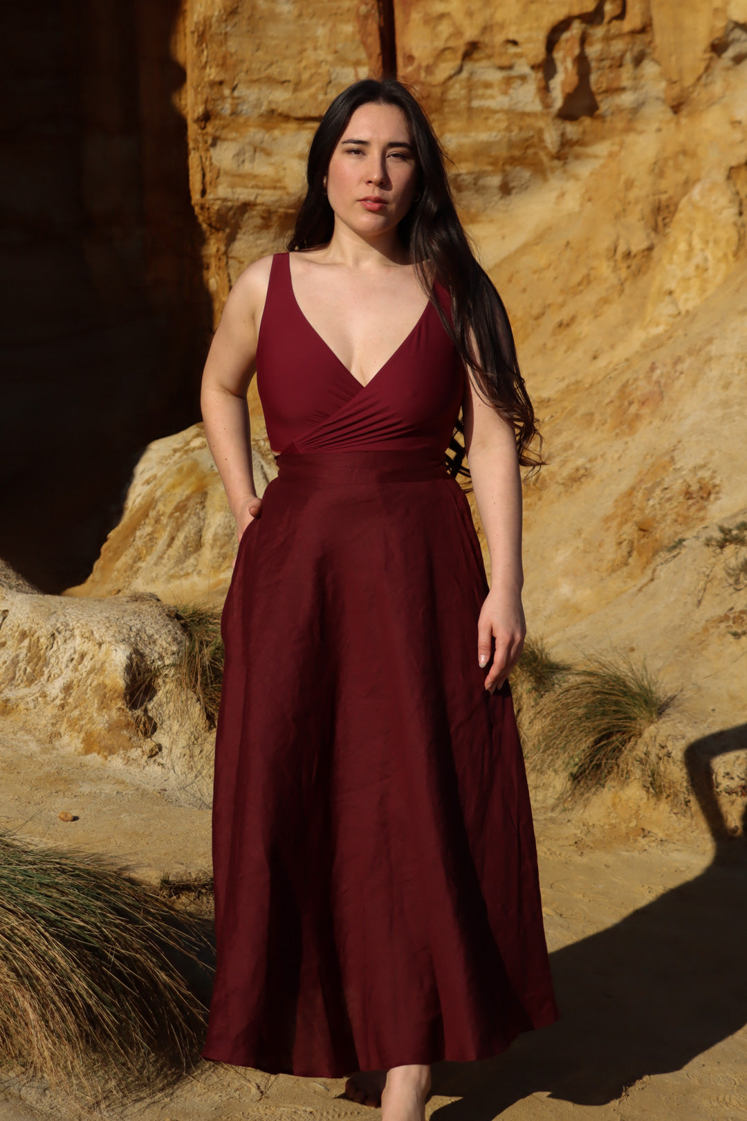 Grace Plum Skirt - 100% Linen