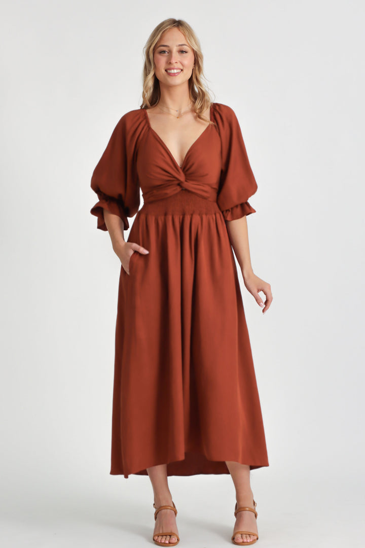 Charlotte Rust Wrap Dress