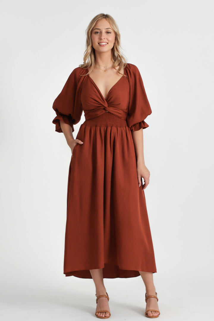 Charlotte Rust Wrap Dress