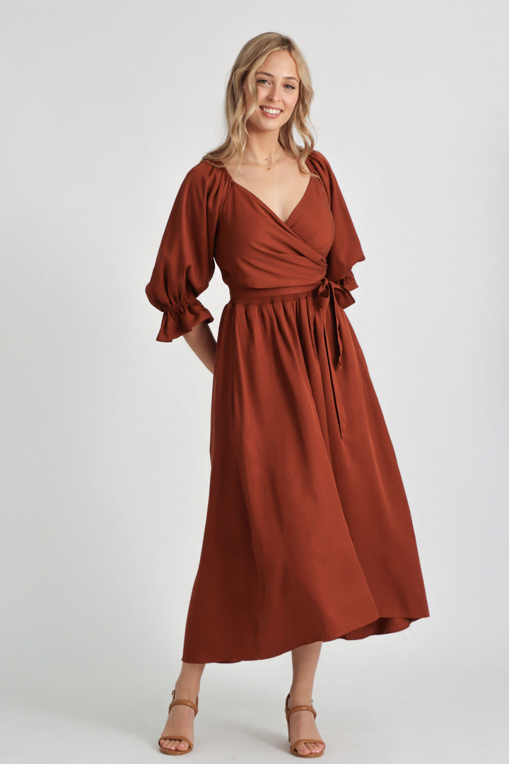 Charlotte Rust Wrap Dress