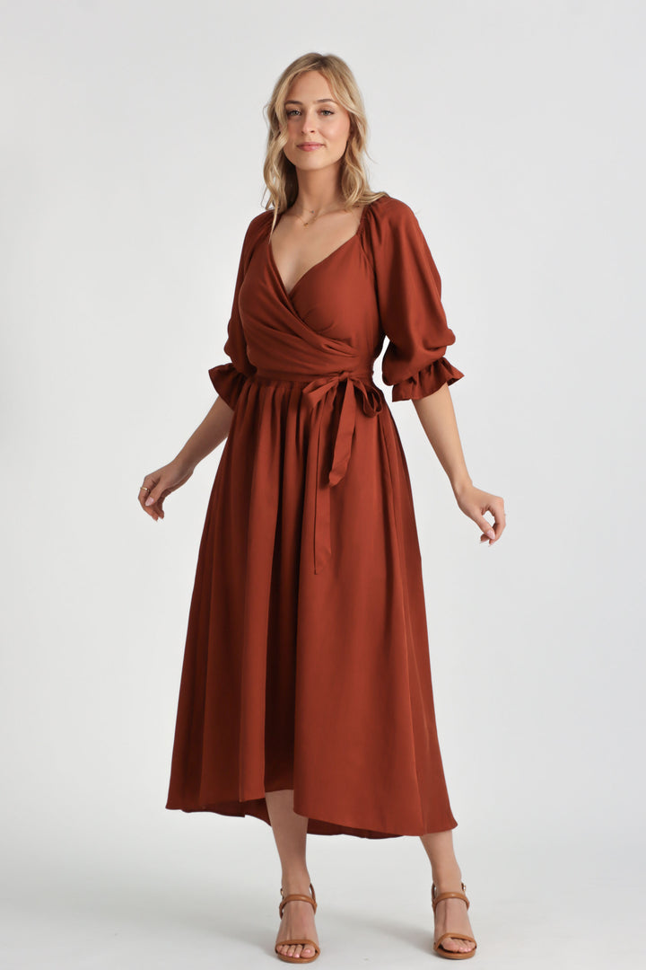 Charlotte Rust Wrap Dress