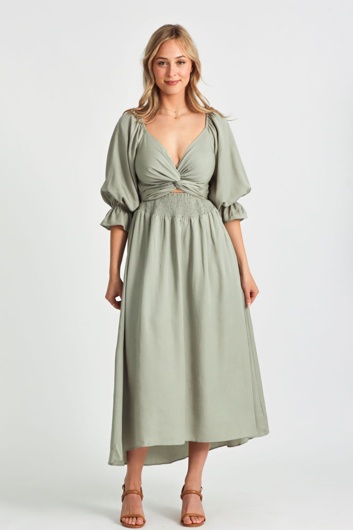 Charlotte Sage Green Wrap Dress