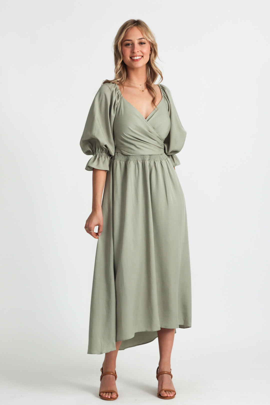 Charlotte Sage Green Wrap Dress