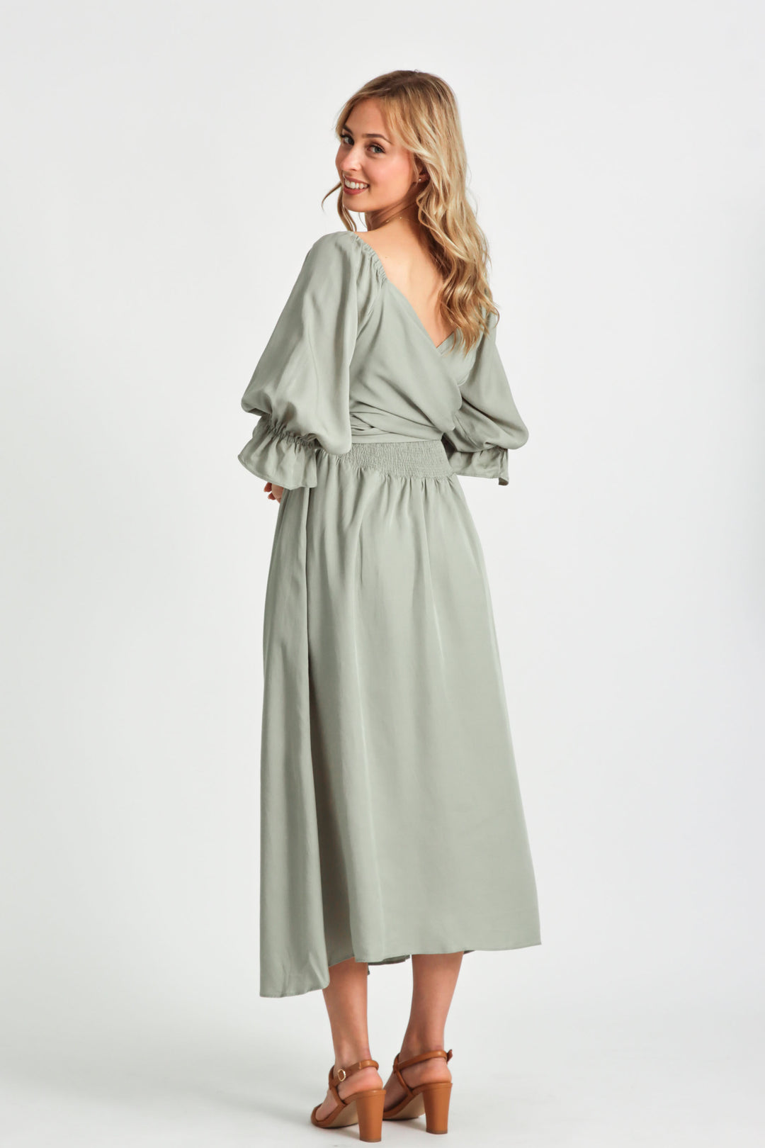 Charlotte Sage Green Wrap Dress
