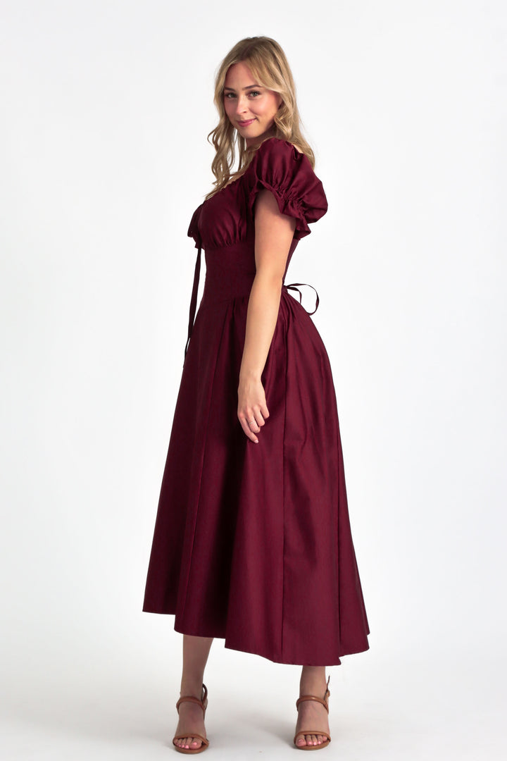 Delilah Plum Corset Dress - Cotton Sateen