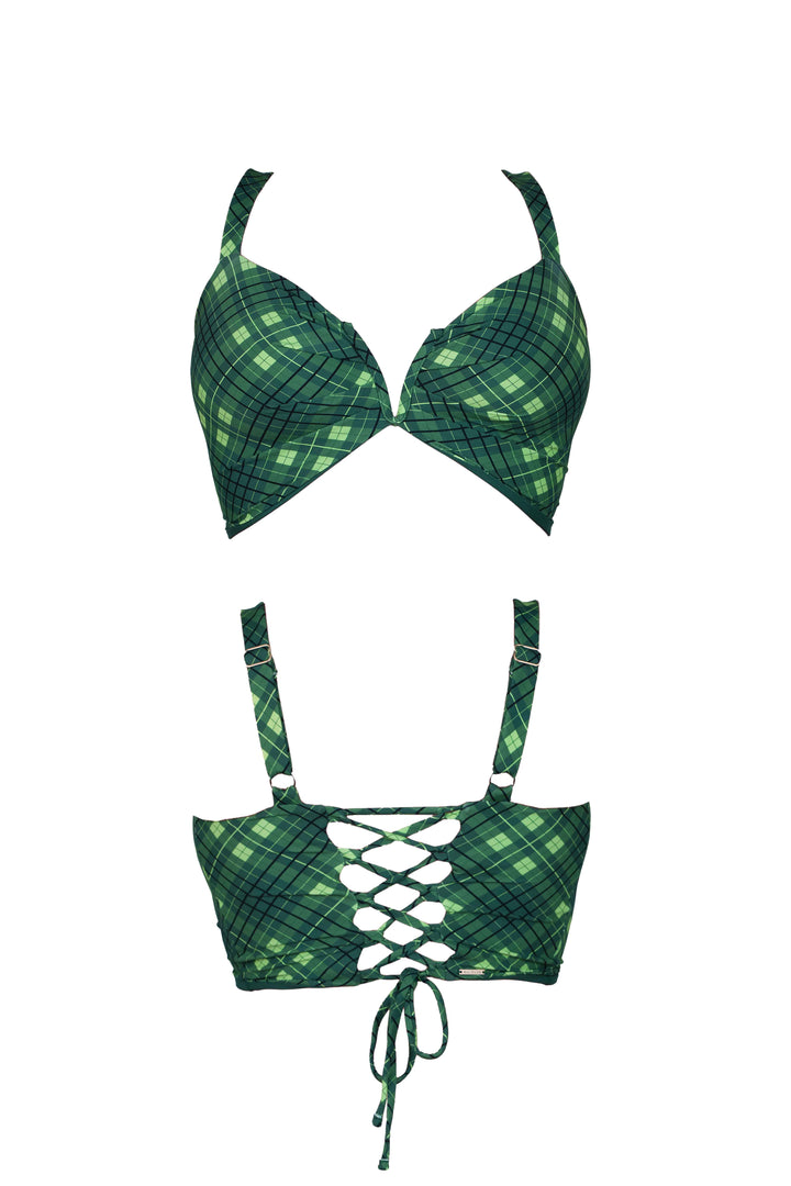 Celeste Bikini Top - Green Plaid