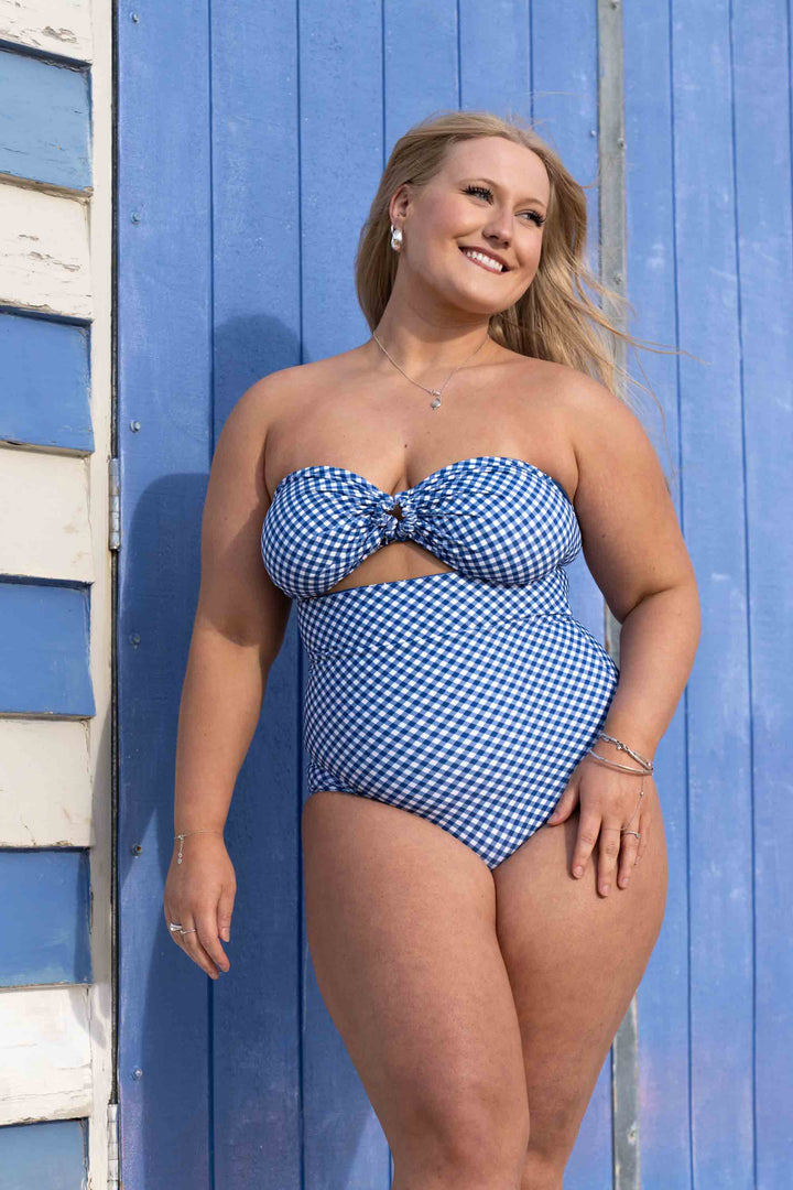 Tamara Reversible Bikini Bottom - Blue Gingham / Chintz
