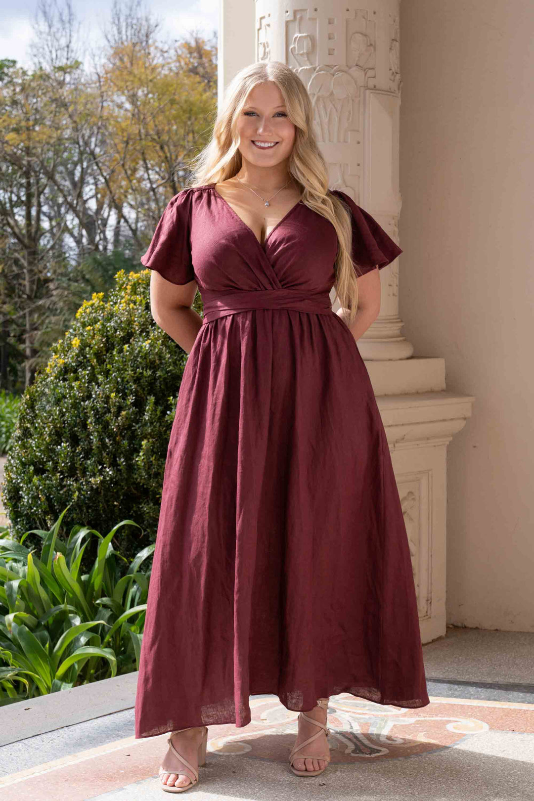 Phoebe Plum Dress - 100% Linen