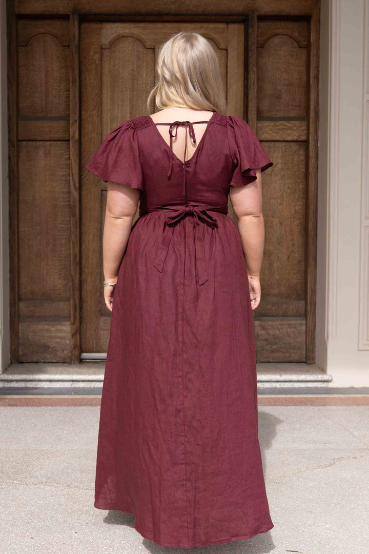 Phoebe Plum Dress - 100% Linen