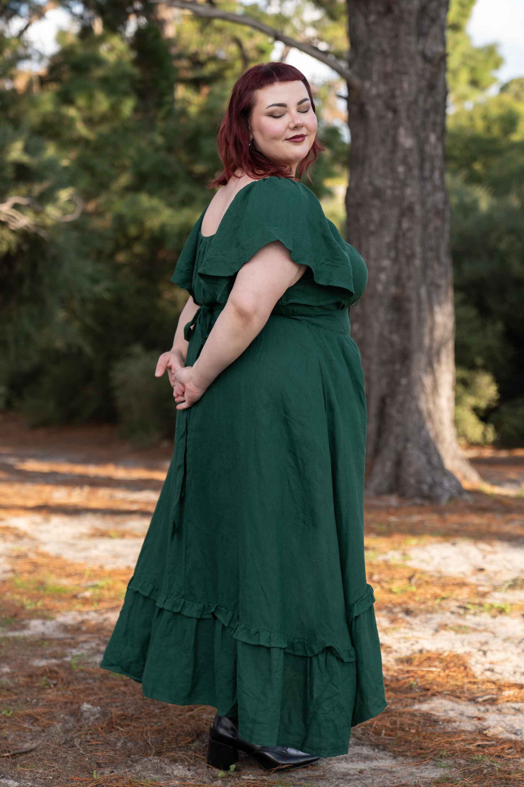 Ashley Forest Green Dress - 100% Linen