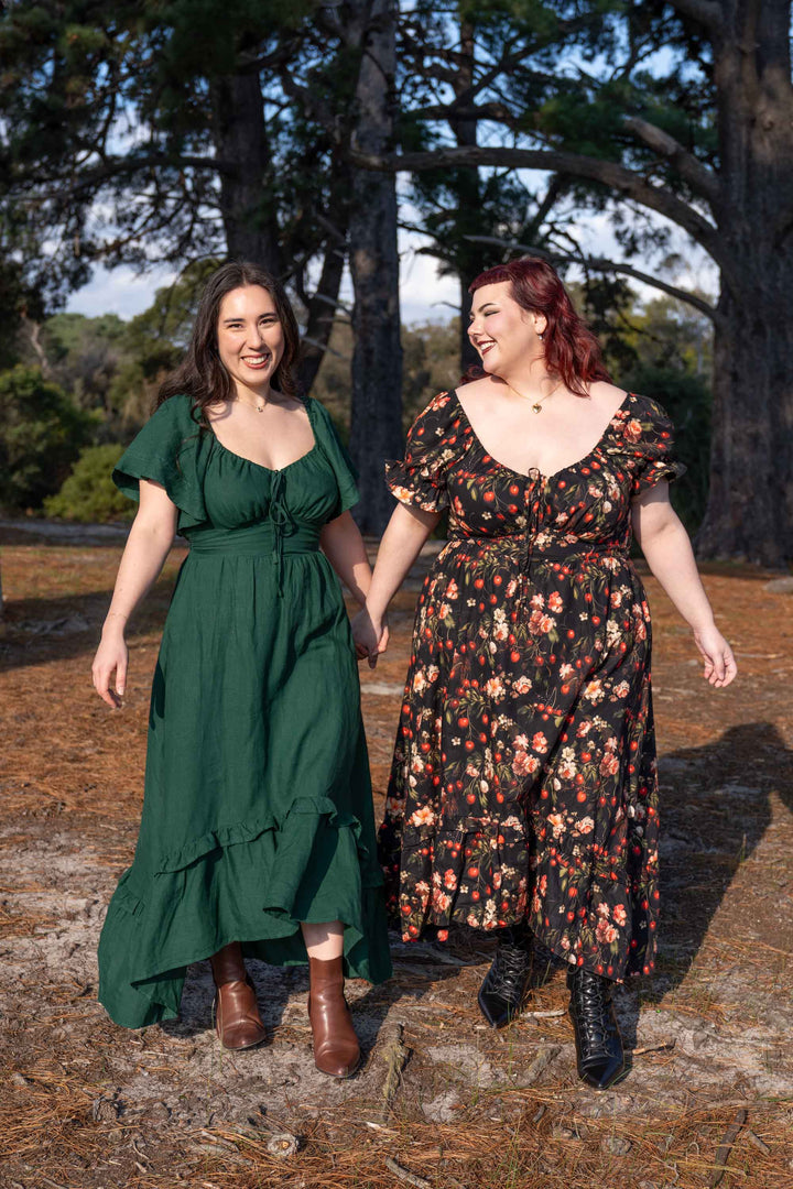 Ashley Forest Green Dress - 100% Linen