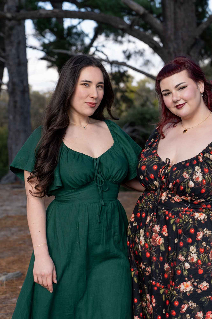 Ashley Forest Green Dress - 100% Linen