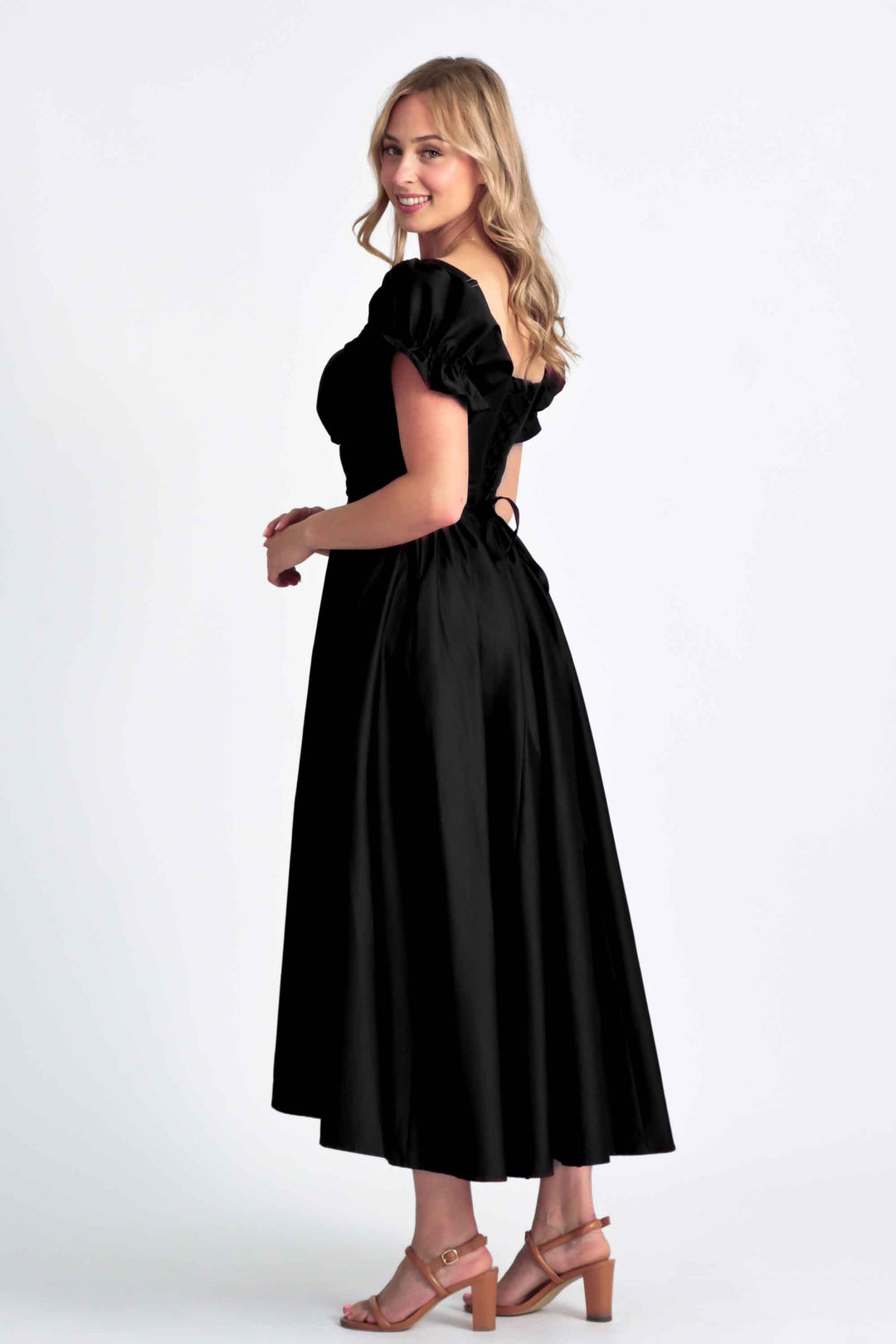 Delilah Black Corset Dress - Cotton Sateen