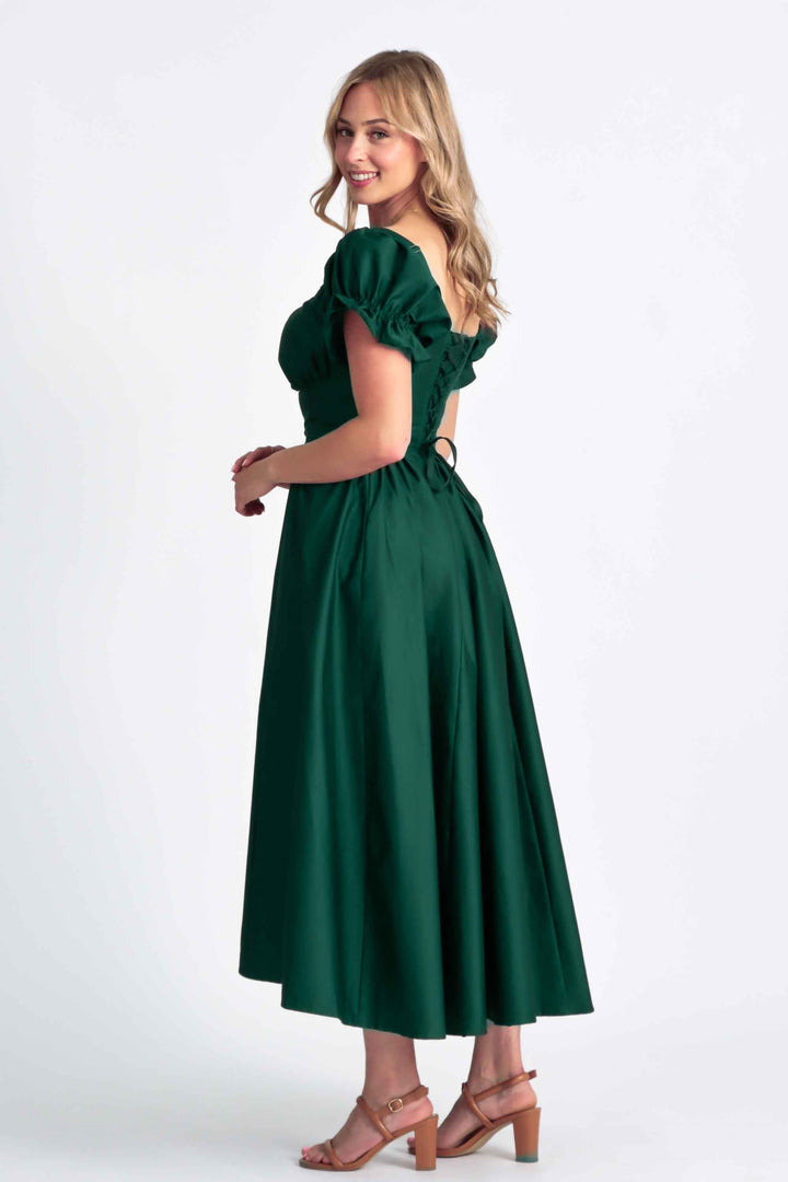 Delilah Emerald Green Corset Dress - Cotton Sateen