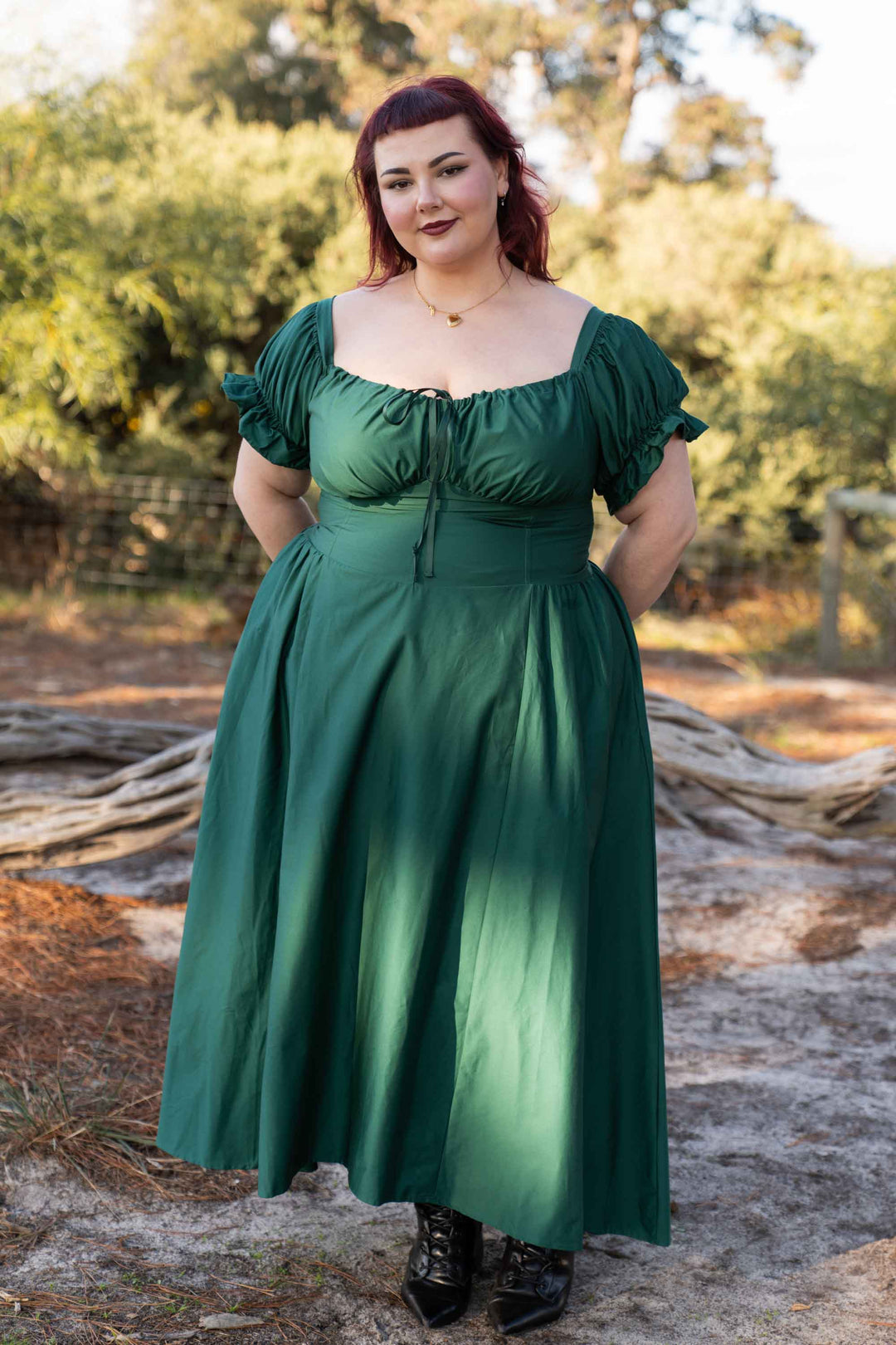 Delilah Emerald Green Corset Dress - Cotton Sateen