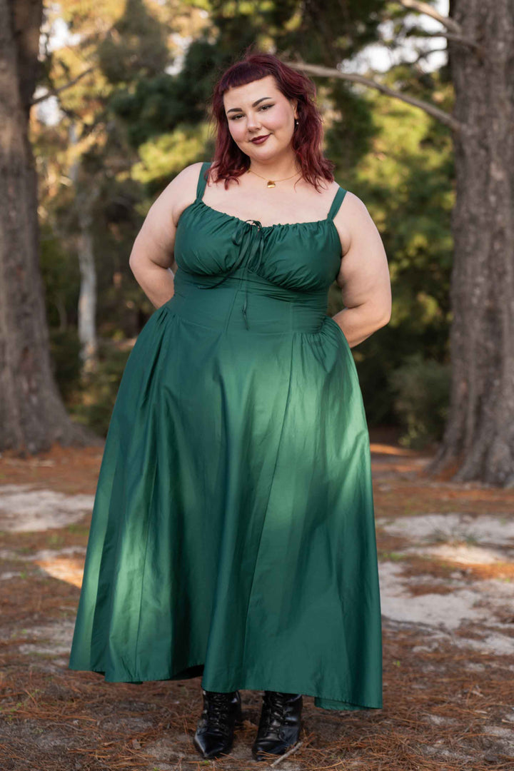 Delilah Emerald Green Corset Dress - Cotton Sateen