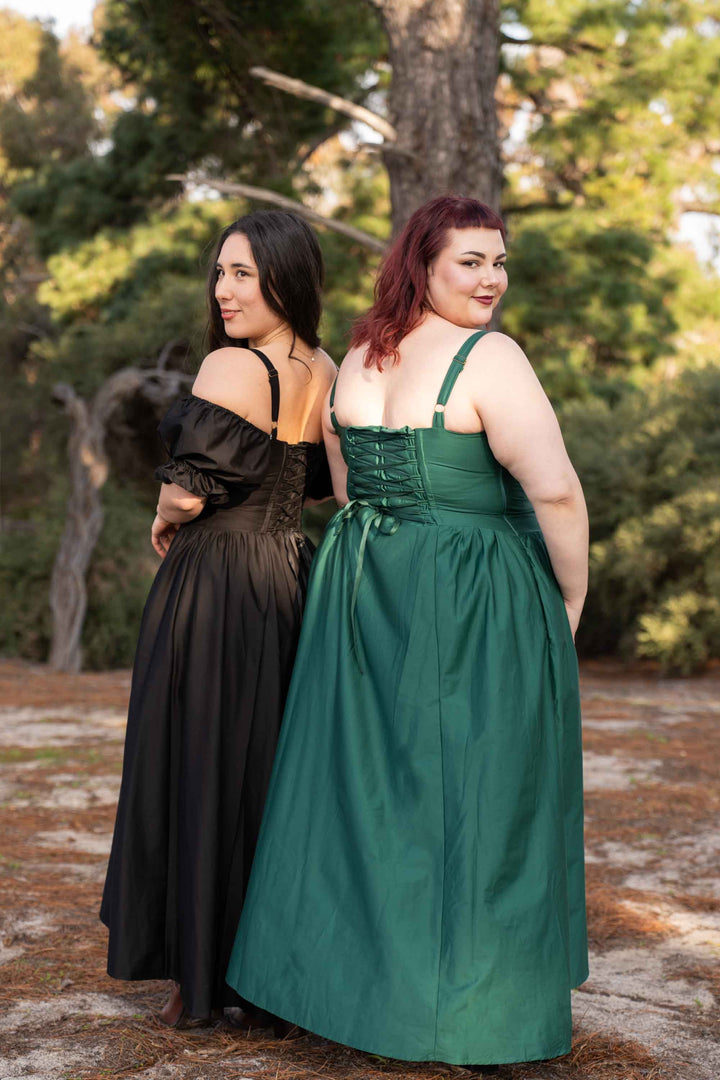 Delilah Black Corset Dress - Cotton Sateen