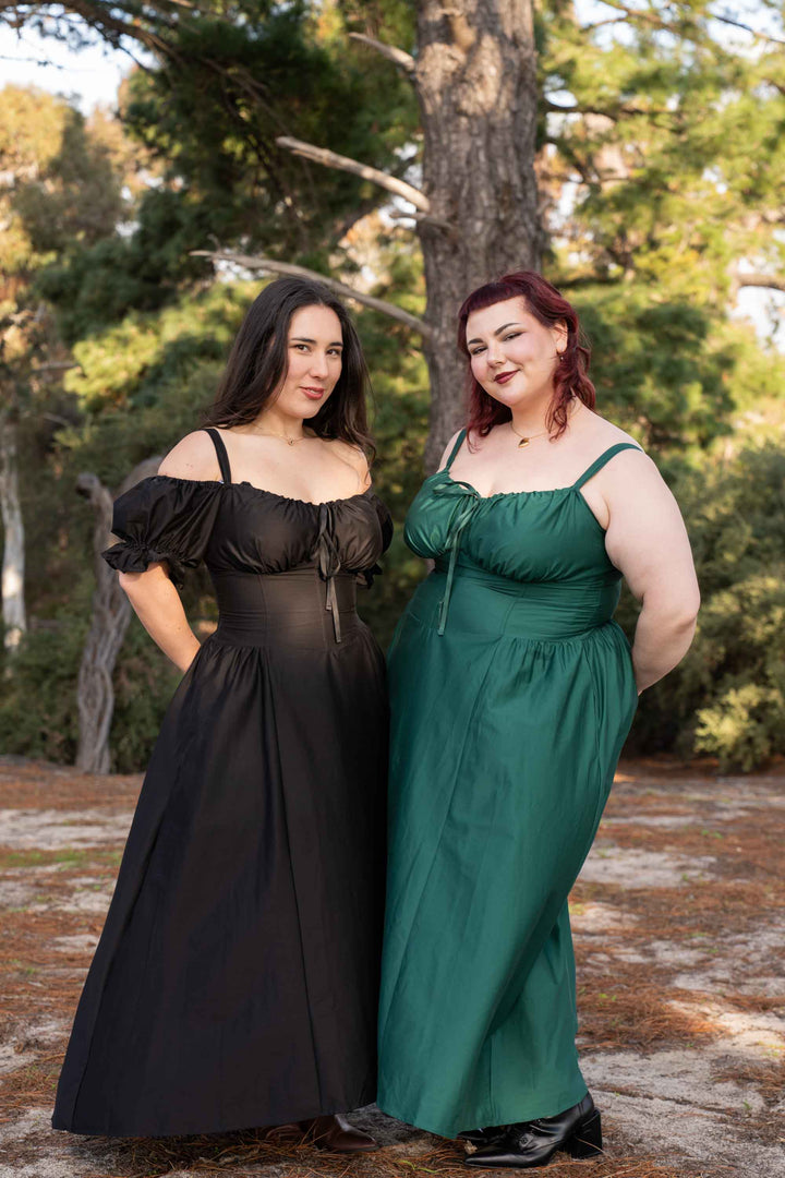 Delilah Emerald Green Corset Dress - Cotton Sateen