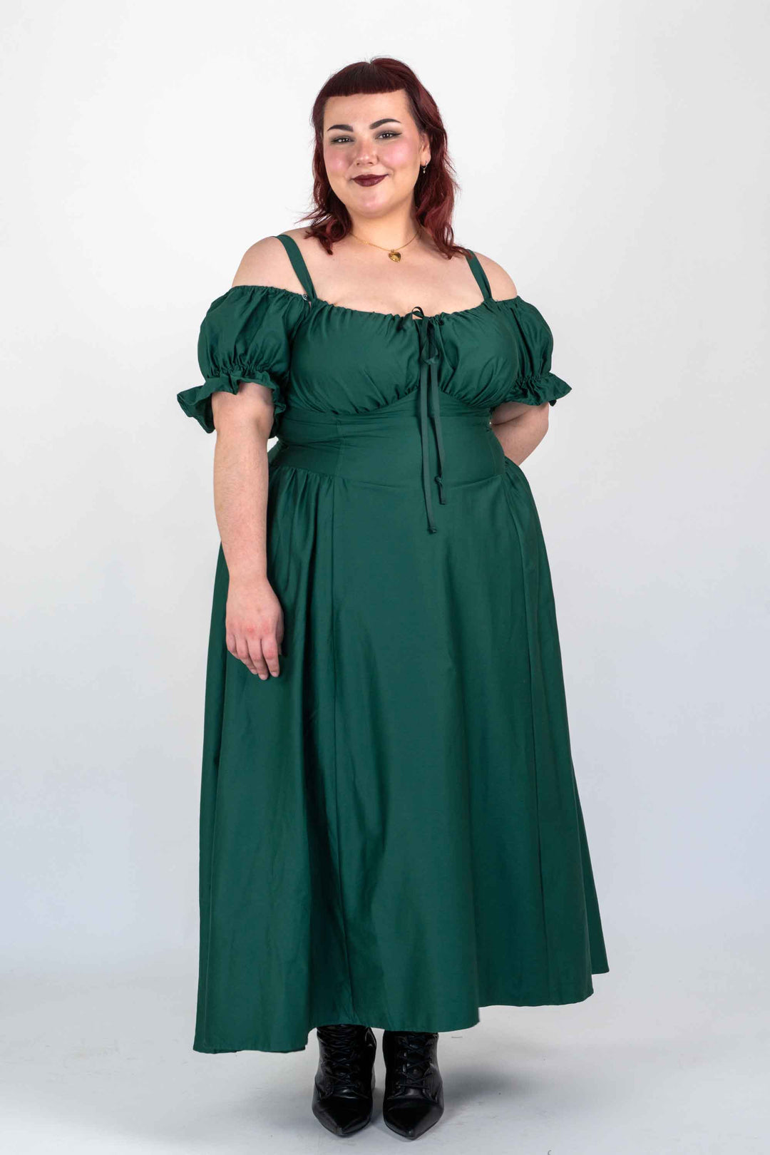 Delilah Emerald Green Corset Dress - Cotton Sateen