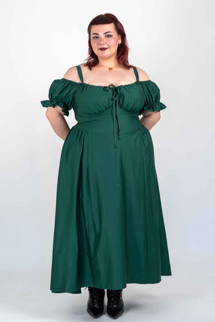Delilah Emerald Green Corset Dress - Cotton Sateen