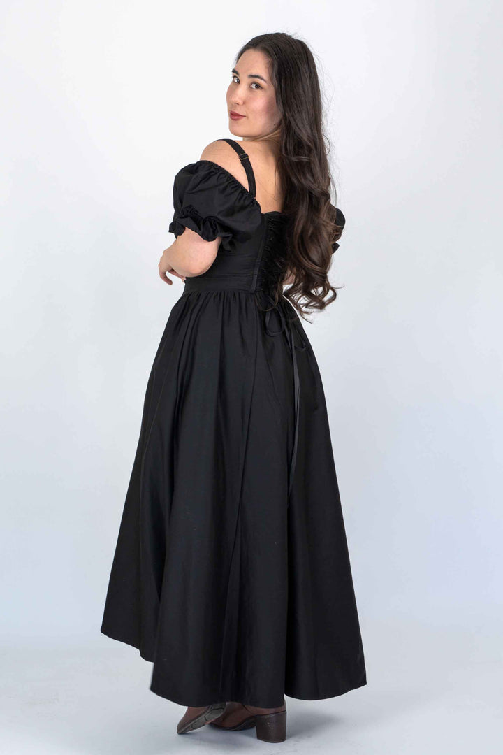 Delilah Black Corset Dress - Cotton Sateen