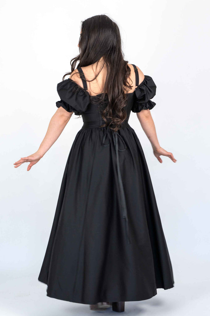 Delilah Black Corset Dress - Cotton Sateen