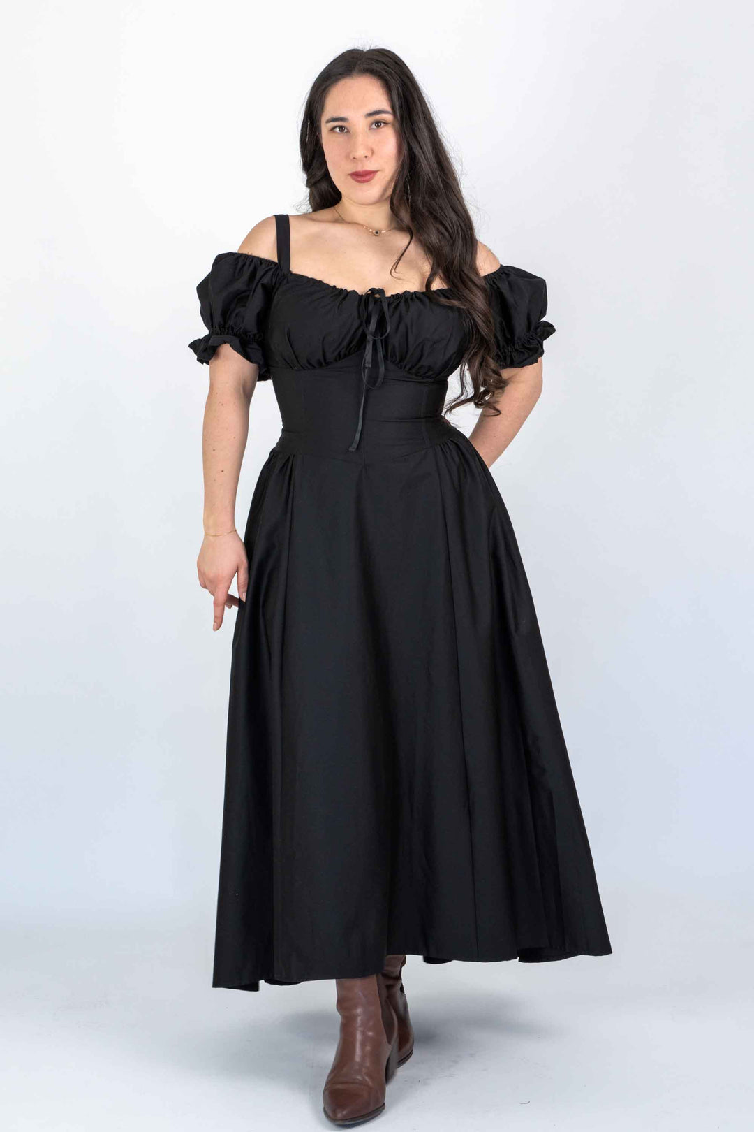 Delilah Black Corset Dress - Cotton Sateen