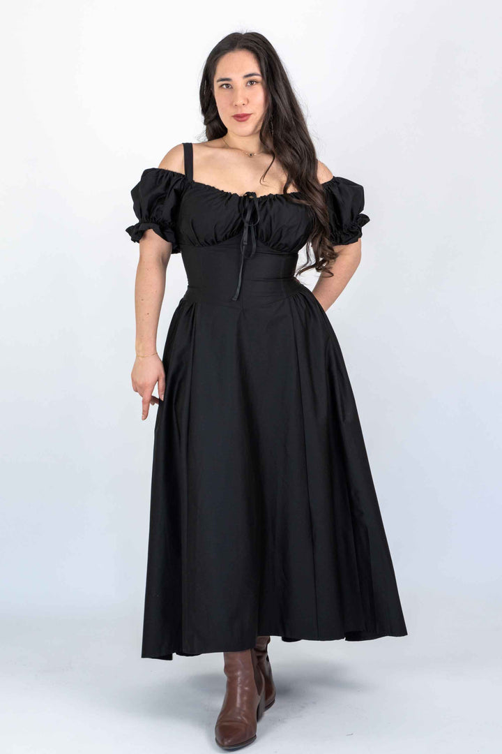 Delilah Black Corset Dress - Cotton Sateen