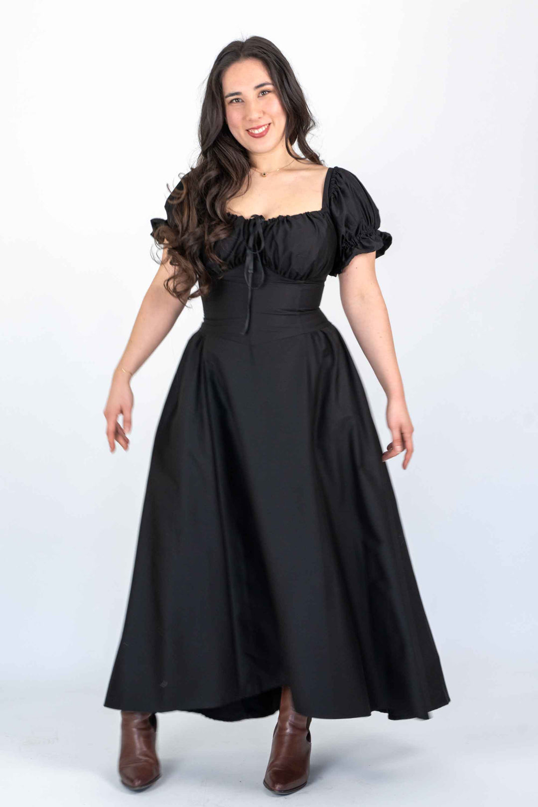 Delilah Black Corset Dress - Cotton Sateen