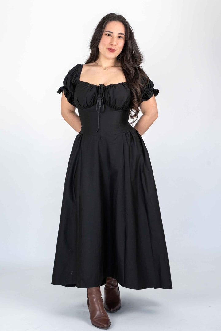 Delilah Black Corset Dress - Cotton Sateen