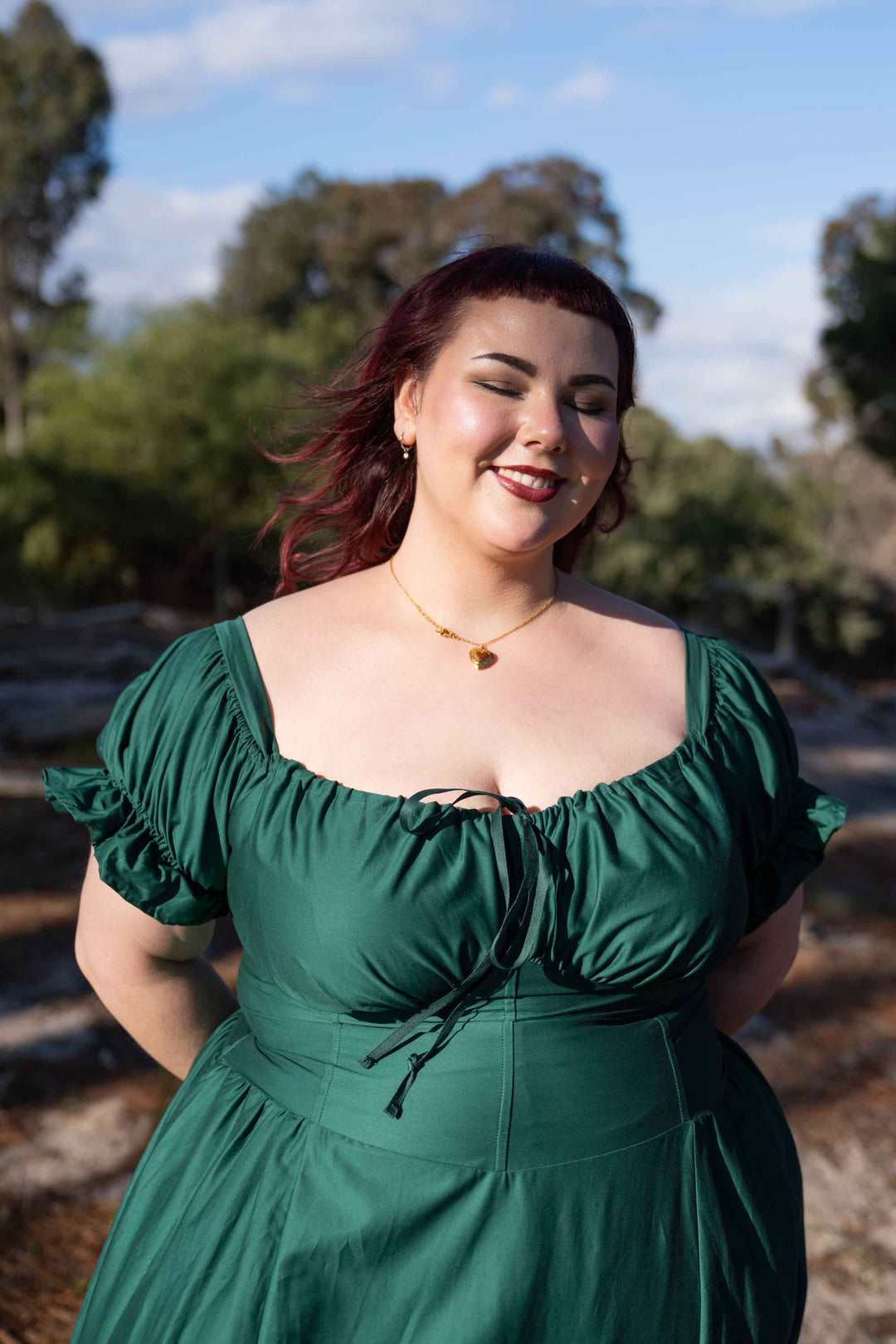 Delilah Emerald Green Corset Dress - Cotton Sateen