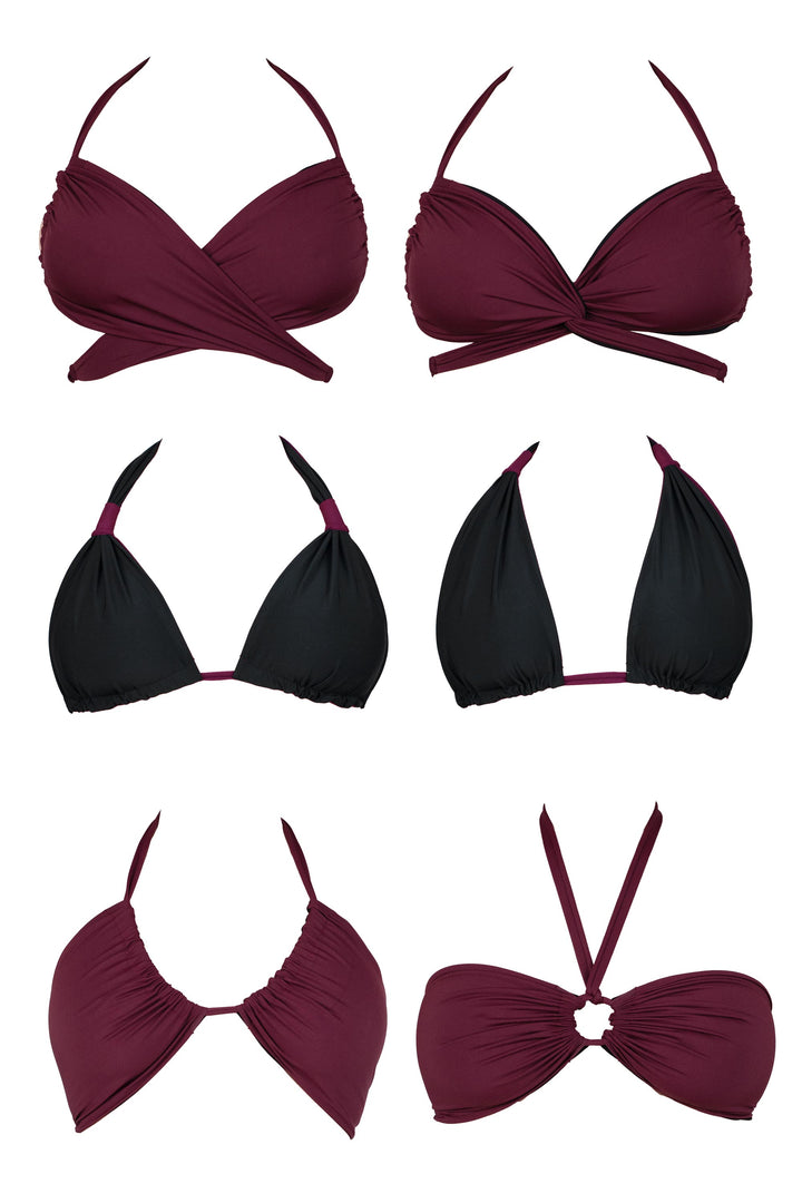 Eva Reversible Bikini Top - Plum / Black