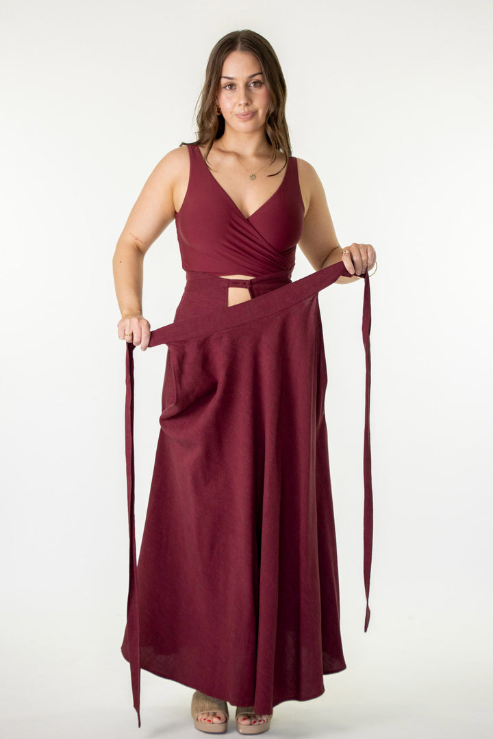 Grace Plum Skirt - 100% Linen