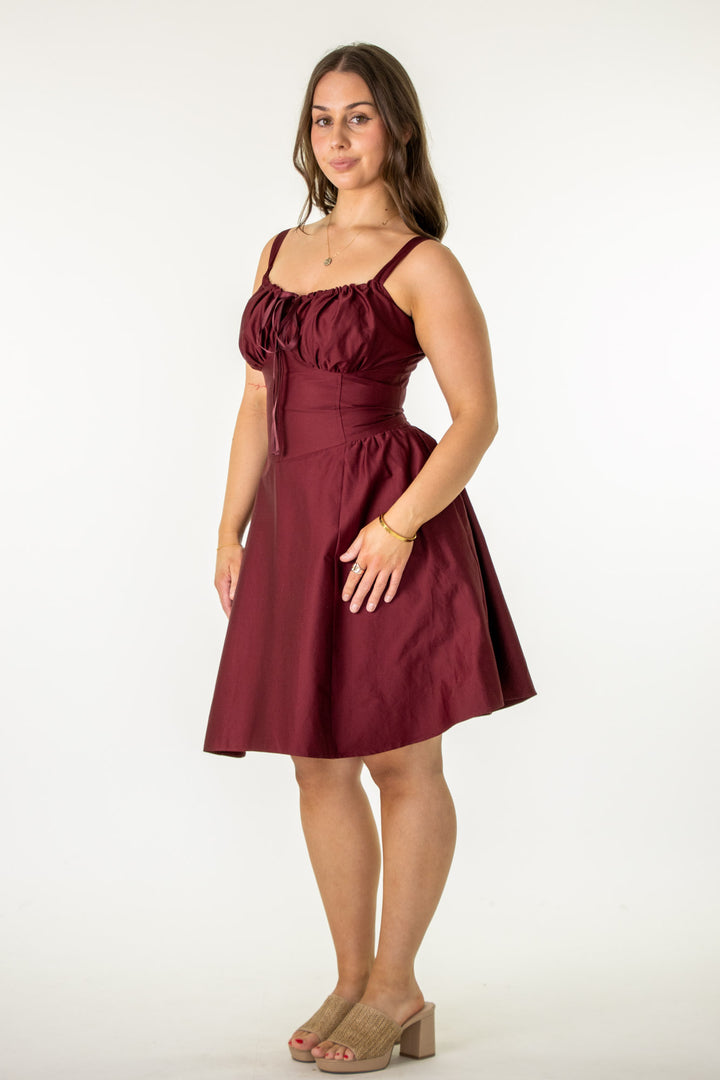 Layla Plum Corset Dress - Cotton Sateen