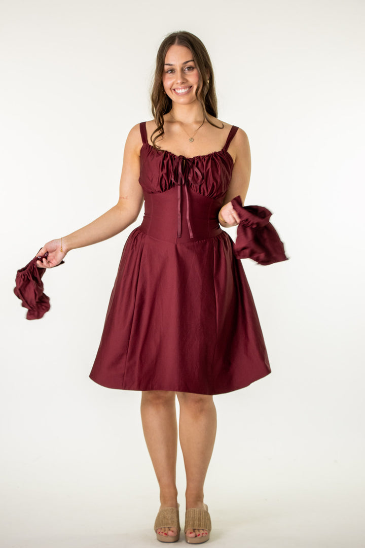 Layla Plum Corset Dress - Cotton Sateen