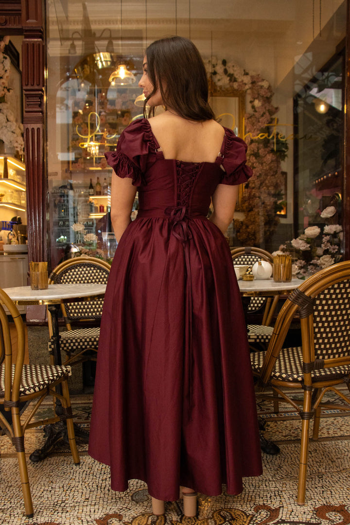 Delilah Plum Corset Dress - Cotton Sateen