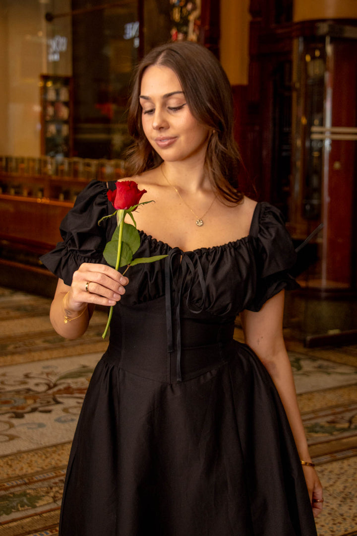 Layla Black Corset Dress - Cotton Sateen