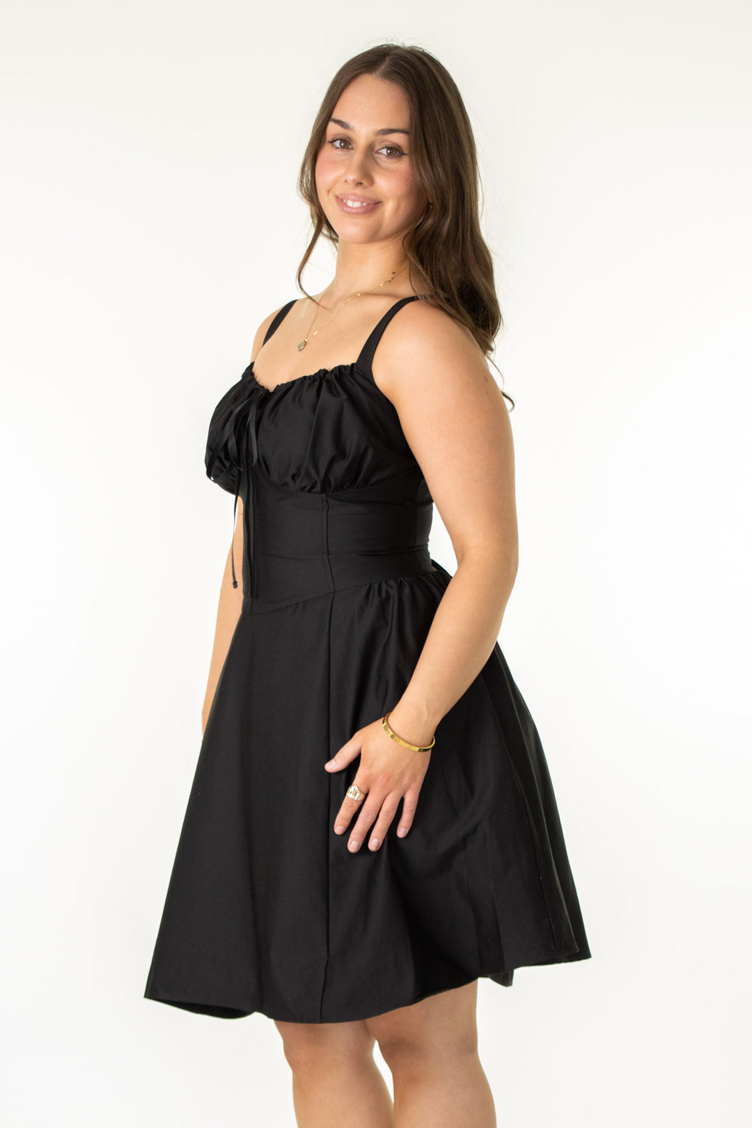 Layla Black Corset Dress - Cotton Sateen