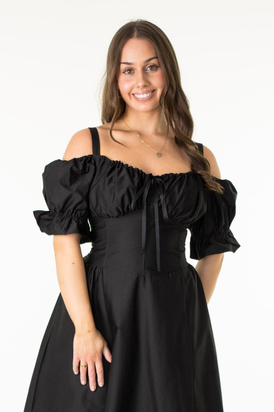Delilah Black Corset Dress - Cotton Sateen