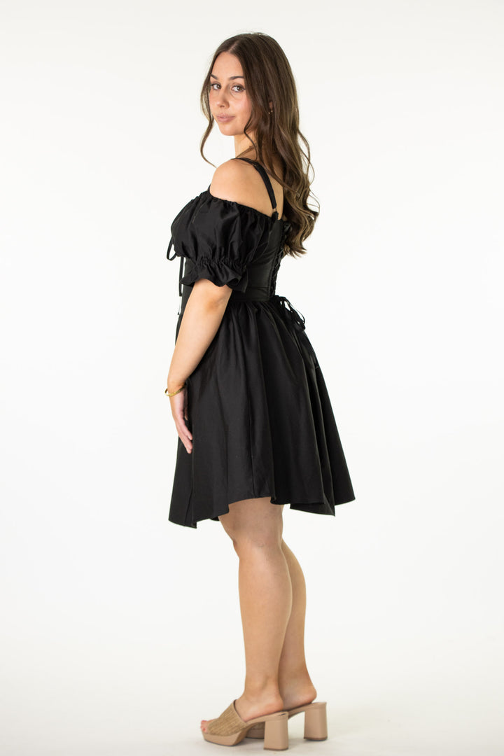 Layla Black Corset Dress - Cotton Sateen