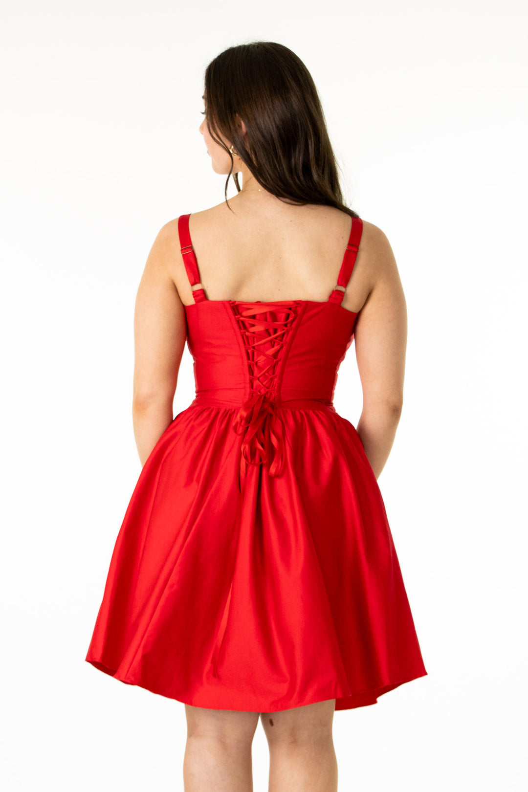 Layla Red Corset Dress - Cotton Sateen