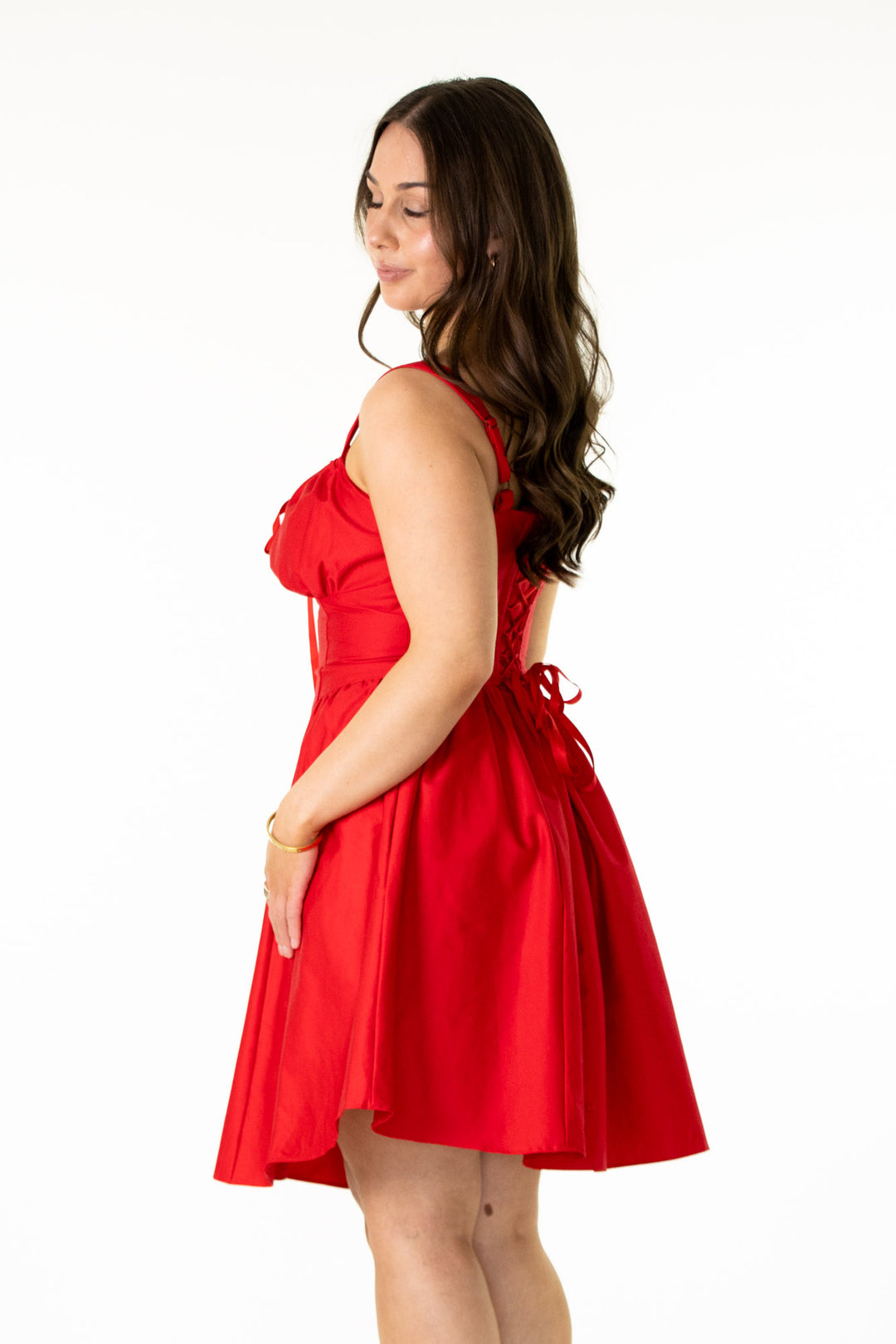 Layla Red Corset Dress - Cotton Sateen