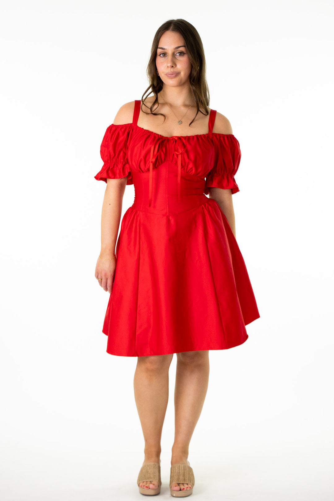Layla Red Corset Dress - Cotton Sateen