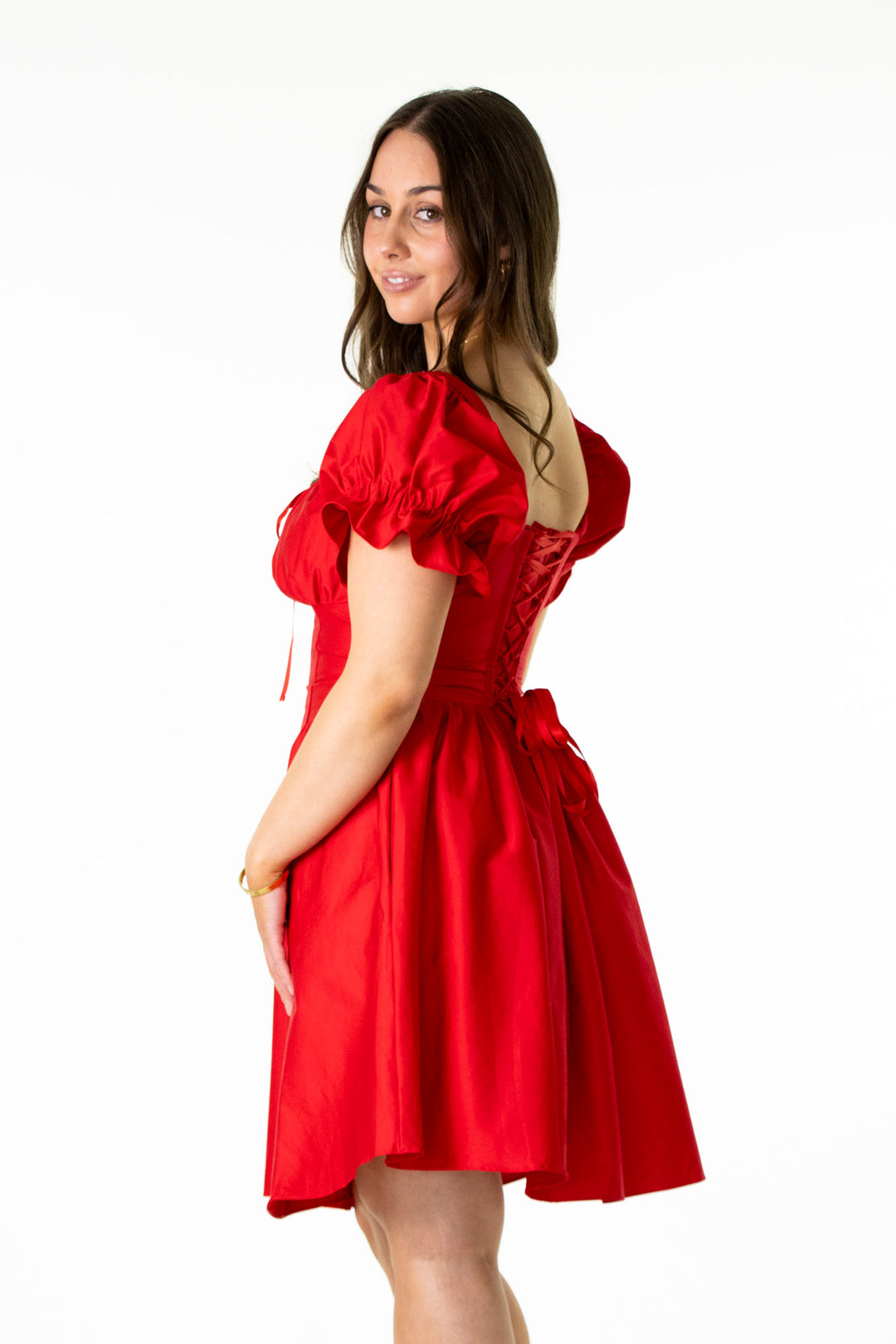 Layla Red Corset Dress - Cotton Sateen
