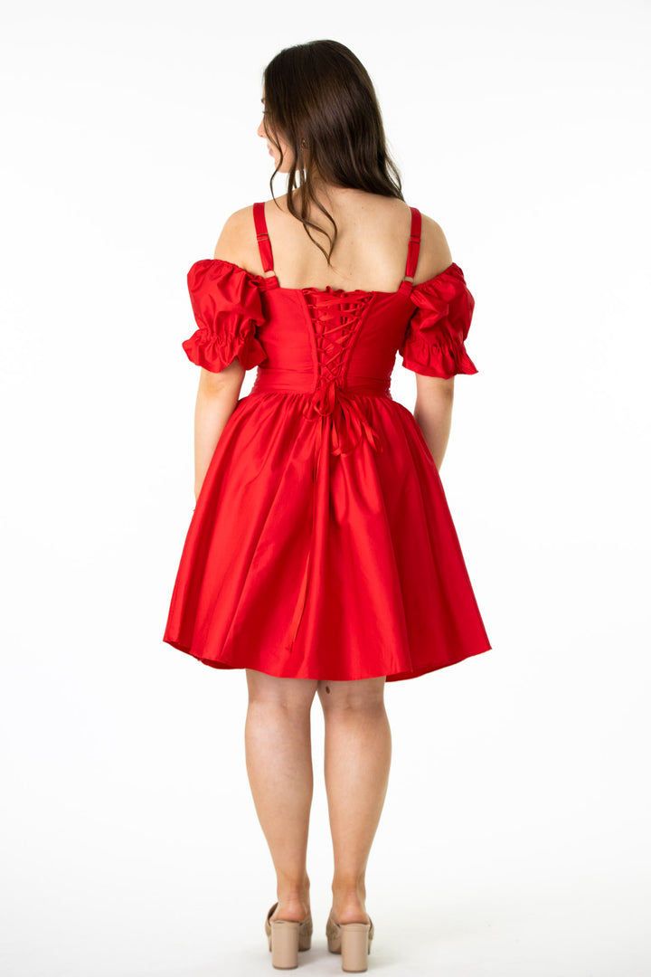 Layla Red Corset Dress - Cotton Sateen