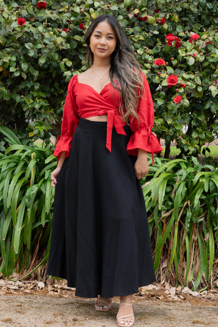 Grace Black Skirt - 100% Linen