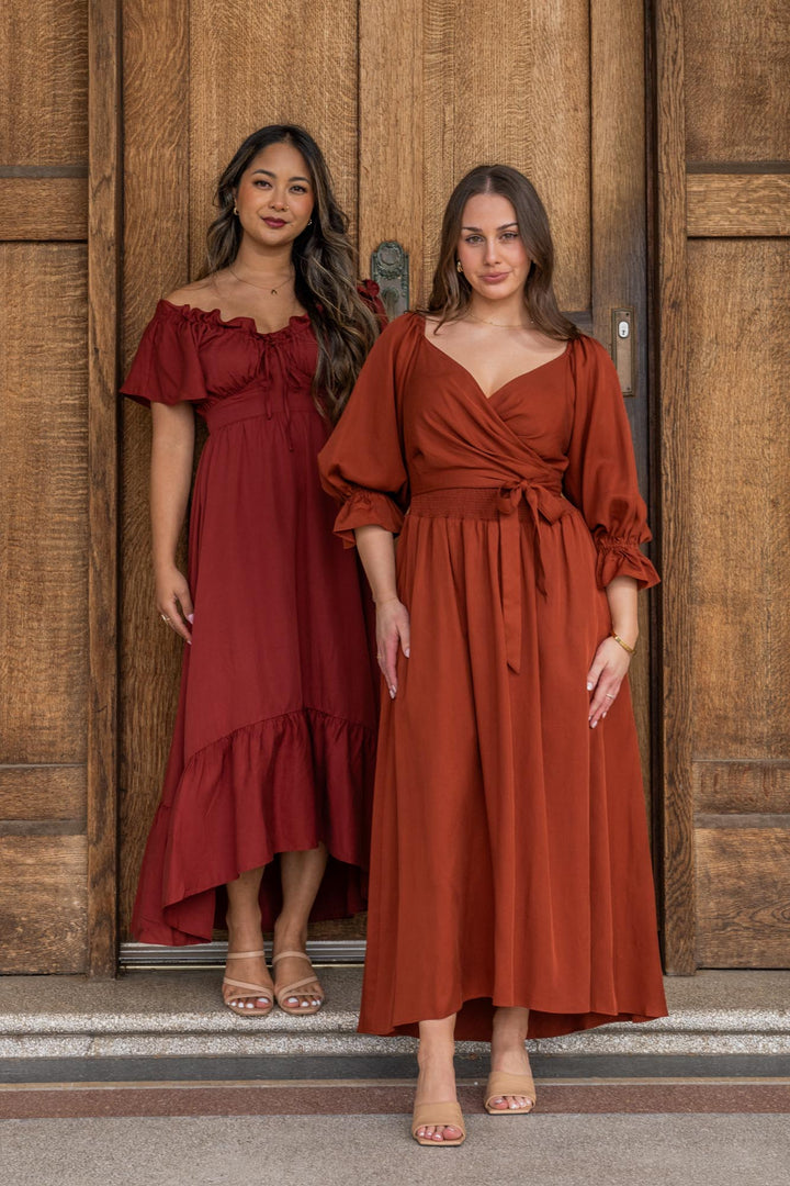 Charlotte Rust Wrap Dress