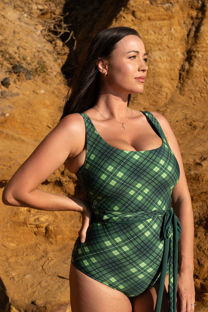 Tamara Reversible Bikini Bottom - Forest Green / Plaid