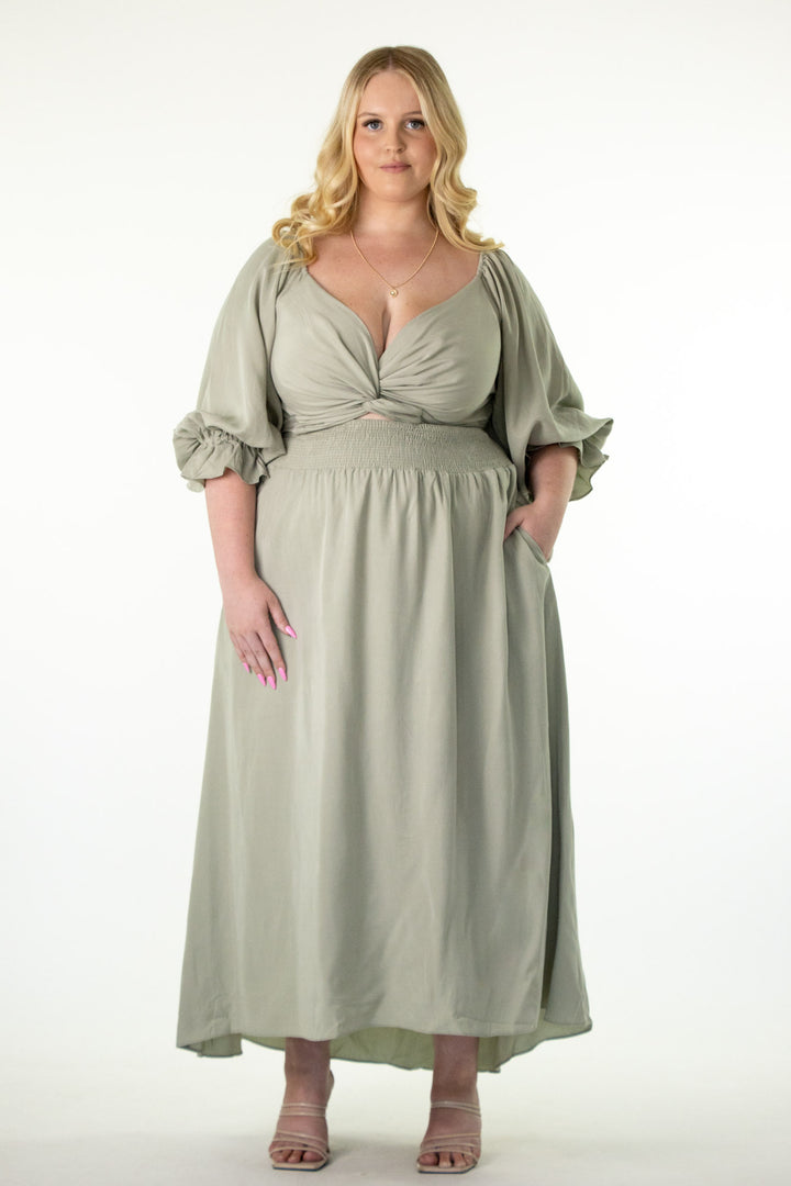 Charlotte Sage Green Wrap Dress