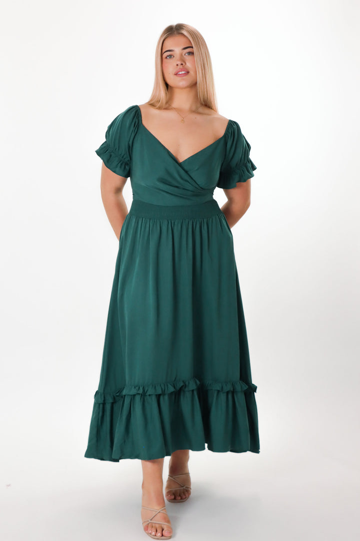 Marianne Emerald Green Wrap Dress - Tencel